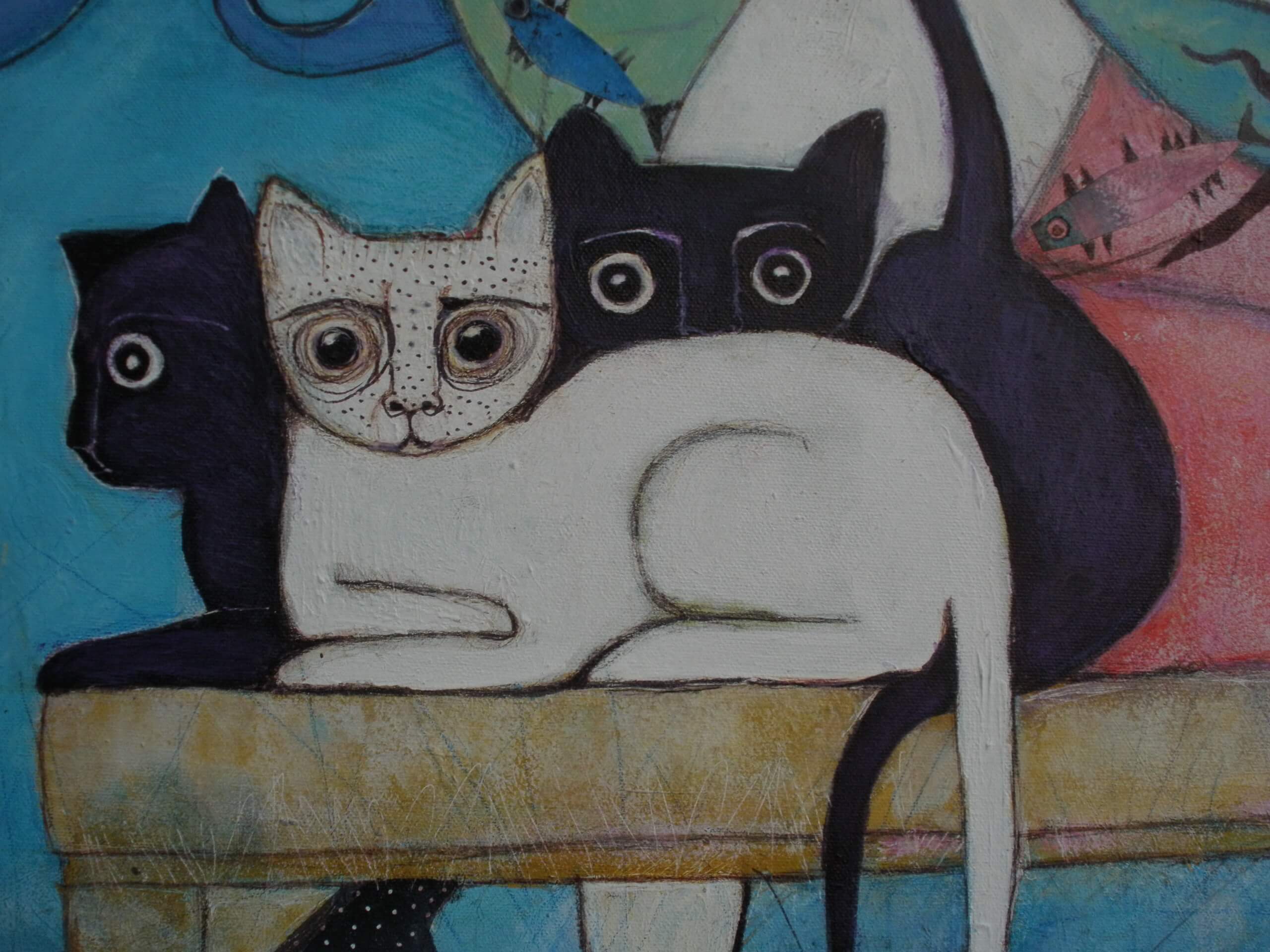 Sin categoría https://yolpiq.com/blog/almudena-arias/ Trio gatos-fragmento cuadro AA -dn