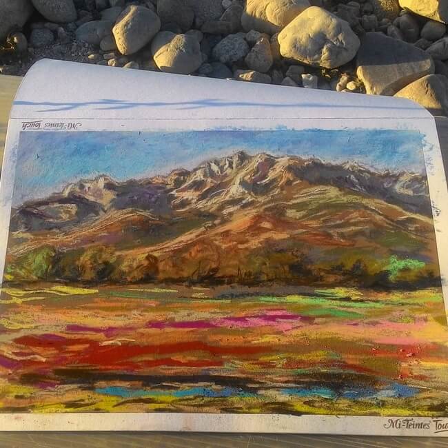 Dibujo pastel montaña recién terminado - Ana Mouga dn